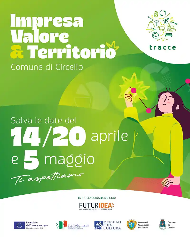 Locandina del percorso Impresa, Valore & Territorio con le date degli incontri previsti a Circello.